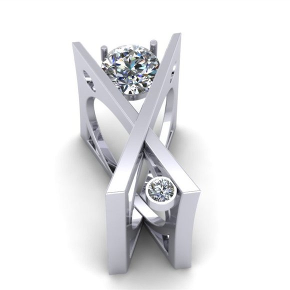 💥 Unique 925 Silver Plated X Overlapping Curious Ring, GPMB1427 - Picture 2 of 4